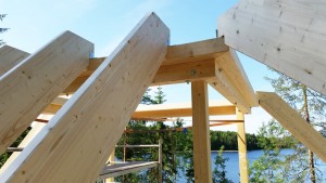 wooden house pyramid house finland construction with laminated engineered timber beams